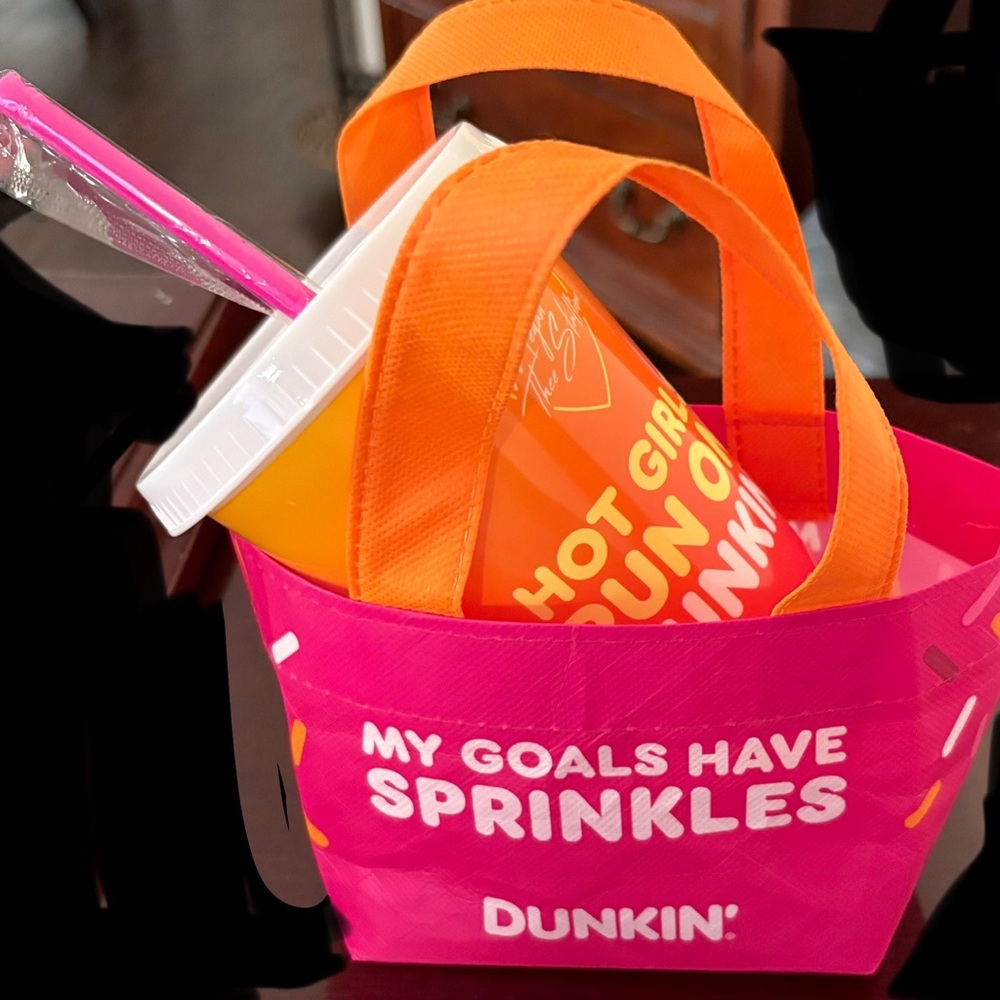 Pink and Orange Tote with Cup